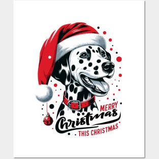"Spotty Santa Paws - A Dalmatian Christmas Delight" Posters and Art